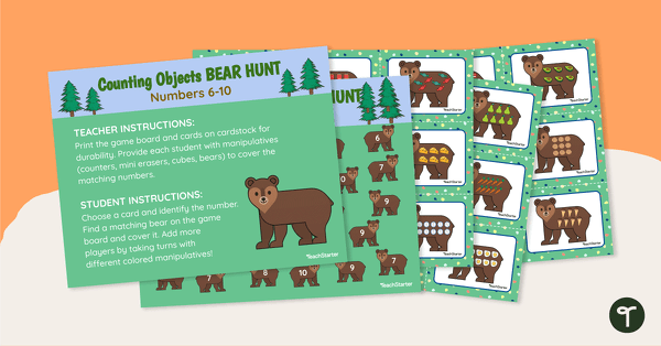 去计算Objects Bear Hunt - Numbers 6–10 teaching resource