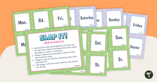 Go to Abbreviations SLAP IT! Card Game teaching resource