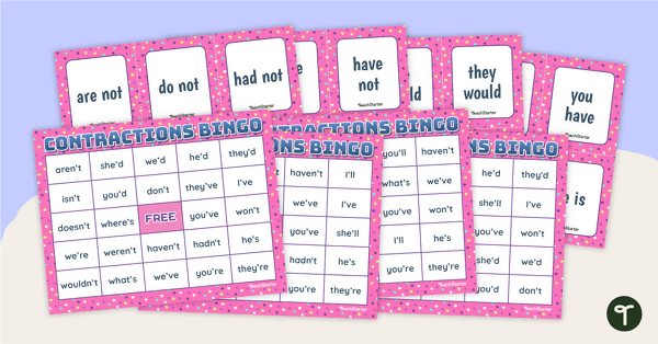 Contractions Bingo Game teaching resource