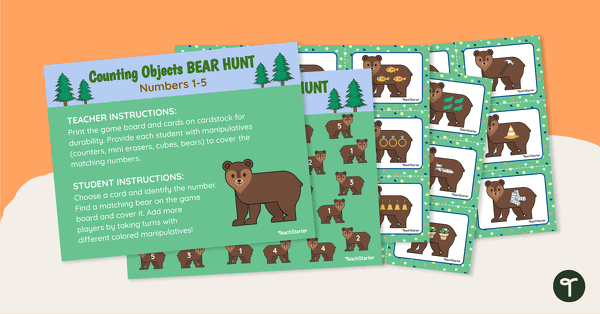 去计算Objects Bear Hunt - Numbers 1-5 teaching resource