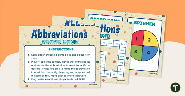 Preview image for Abbreviations Board Game - teaching resource