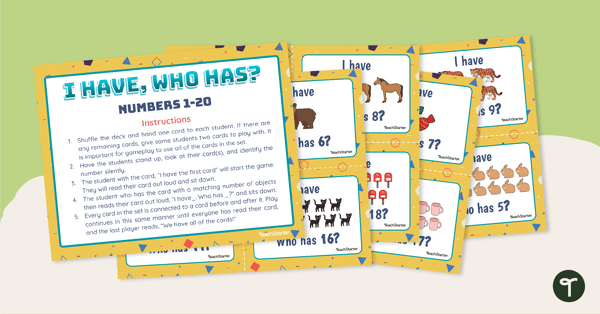 I Have Who Has - Numbers 1-20 teaching resource