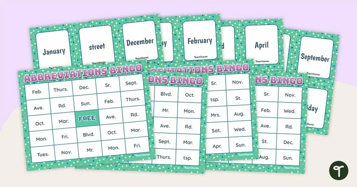 Abbreviations Bingo teaching resource