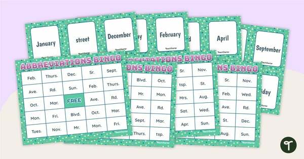 Abbreviations Bingo teaching resource
