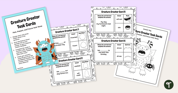 Preview image for Creature Creator - Verb Tense Task Cards - teaching resource