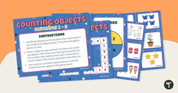 去计算Objects Board Game - Numbers 1-5 teaching resource