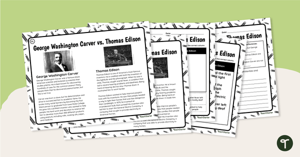 Preview image for Differentiated Compare and Contrast Paired Passage Worksheets - George Washington Carver vs. Thomas Edison - teaching resource