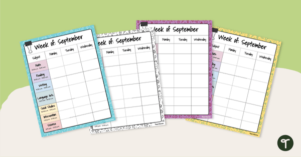 Image of Editable Weekly Lesson Plan Template