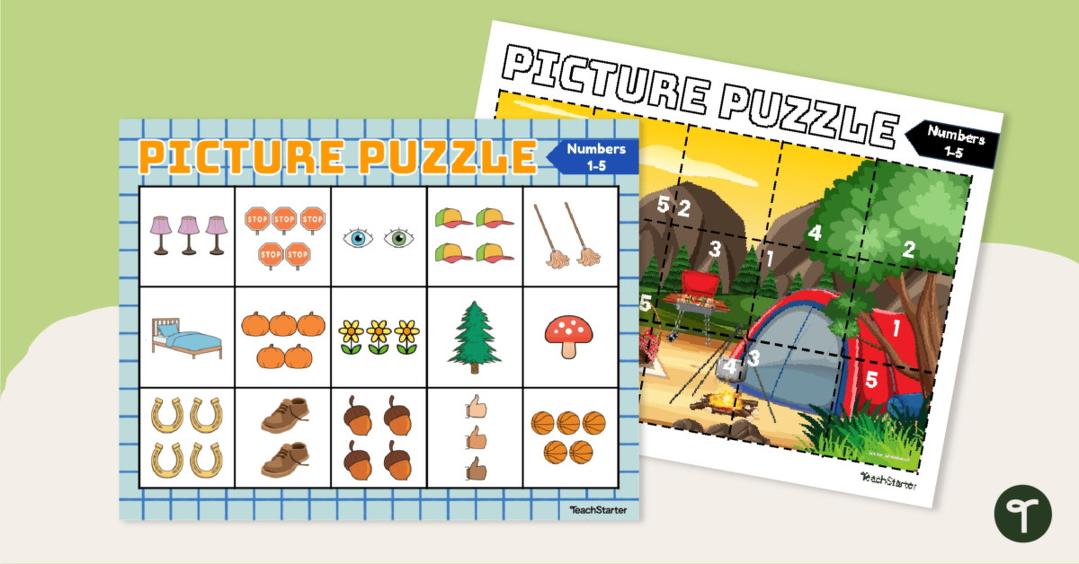 Counting Picture Puzzle - Numbers 1-5 teaching resource