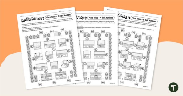 Preview image for Math Mazes (Place Value) - teaching resource