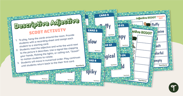 Preview image for Descriptive Adjectives SCOOT! Game - teaching resource