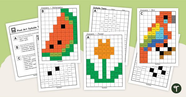 Preview image for Pixel Art Syllable Types - teaching resource