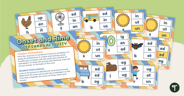 Preview image for Onset and Rime Clip Cards - Reading Center - teaching resource