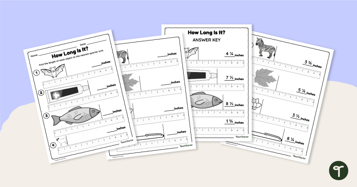 How Long Is It? Measuring to the Nearest Quarter Inch Worksheet teaching resource