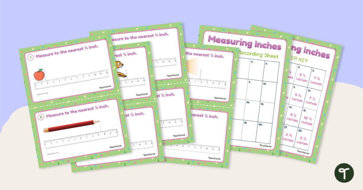Measuring to the Nearest 1/2 and 1/4 Inch Task Cards teaching resource
