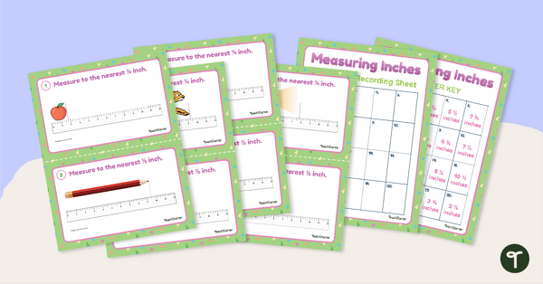 Image of Measuring to the Nearest 1/2 and 1/4 Inch Task Cards