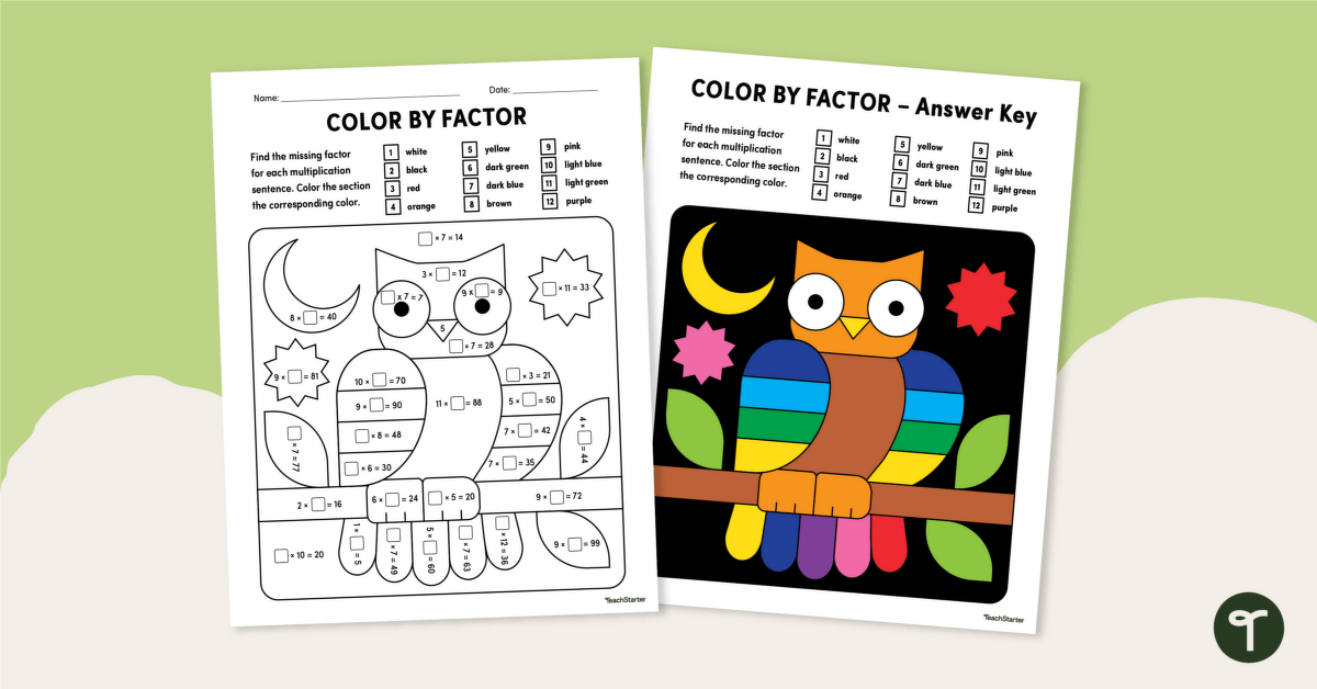 Color by Factor - Worksheet teaching resource