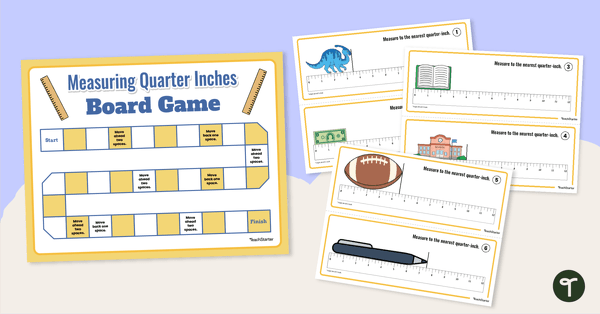 Measuring to the Nearest Quarter Inch Board Game teaching resource
