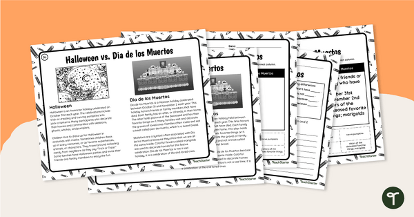 Preview image for Halloween vs. Dia de Los Muertos - Differentiated Paired Passages - teaching resource