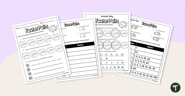 Go to Factor Pairs – Worksheet teaching resource