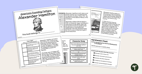 预览图像佛r Alexander Hamilton Printable Mini Book - teaching resource