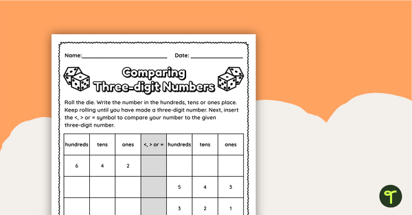Preview image for Comparing Three-digit Numbers – Worksheet - teaching resource