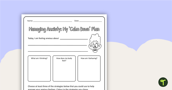 Preview image for Managing Anxiety Worksheet (Lower Primary) - teaching resource