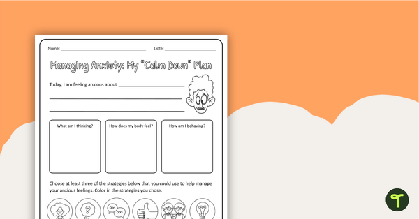 Preview image for Managing Anxiety Worksheet (Primary) - teaching resource