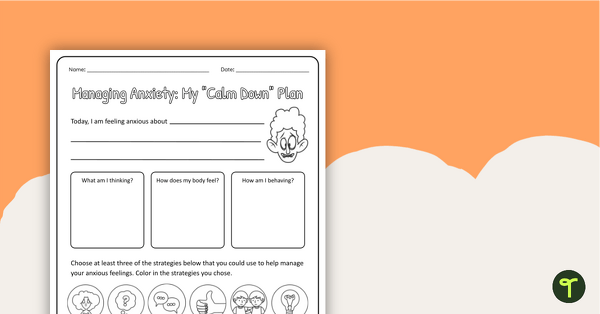 managing anxiety worksheet primary teach starter