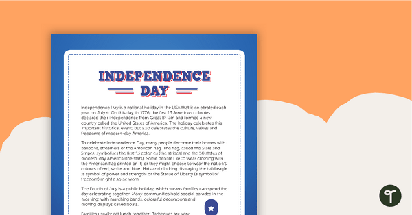 Go to Independence Day Fact Sheet teaching resource