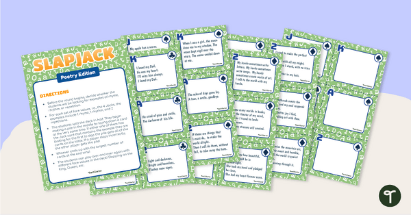 Preview image for Poetry Slapjack Game - Grades 4-5 - teaching resource