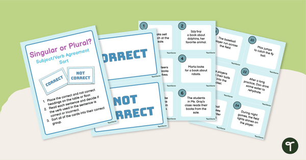 Preview image for Singular and Plural Subject-Verb Agreement Sort - teaching resource