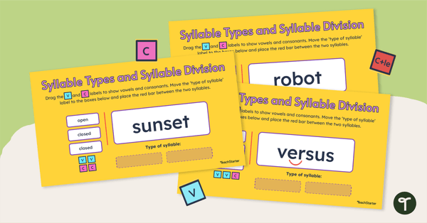 Syllable Types and Syllable Division teaching resource