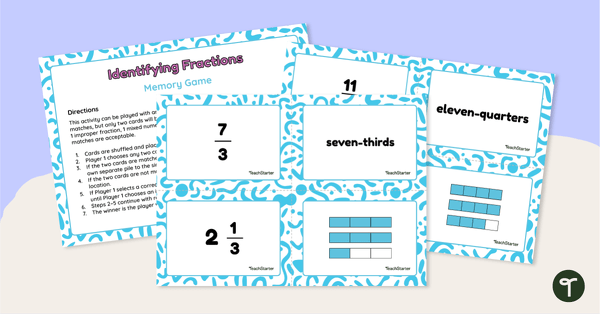 Identifying Fractions – Memory Game teaching resource