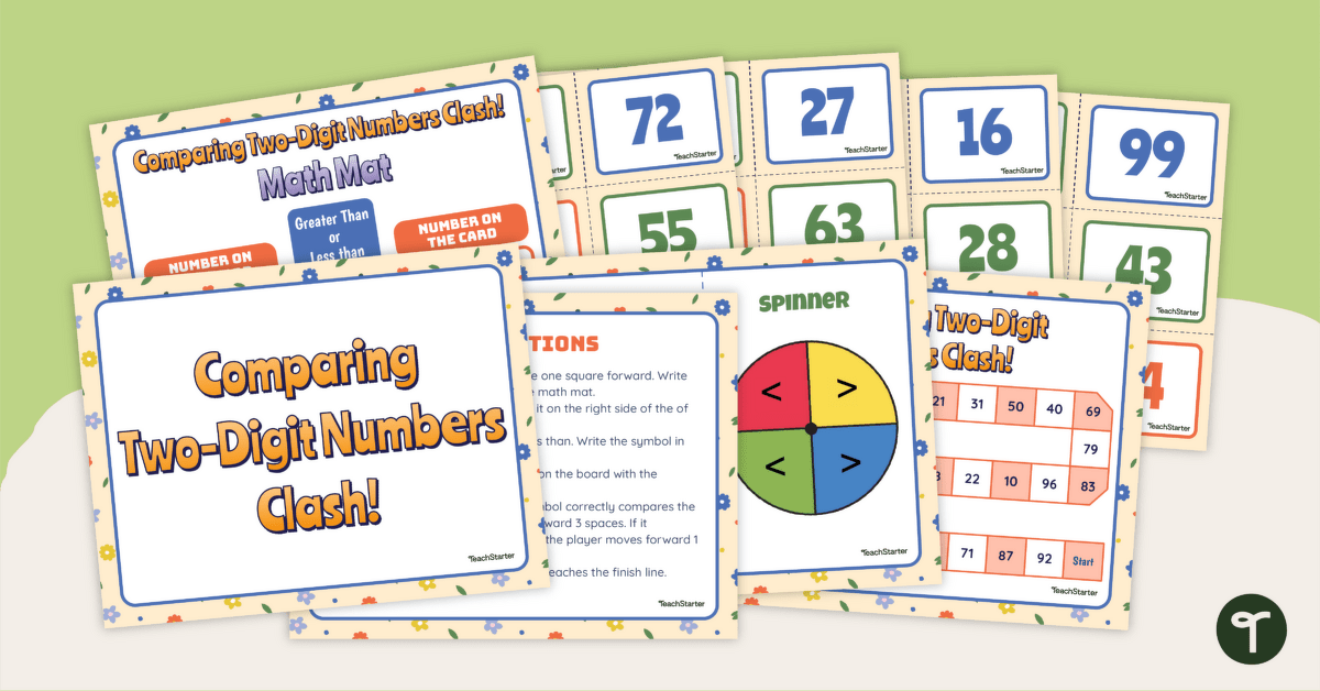 Comparing Two-Digit Numbers — Clash! Board Game for 1st Grade teaching resource