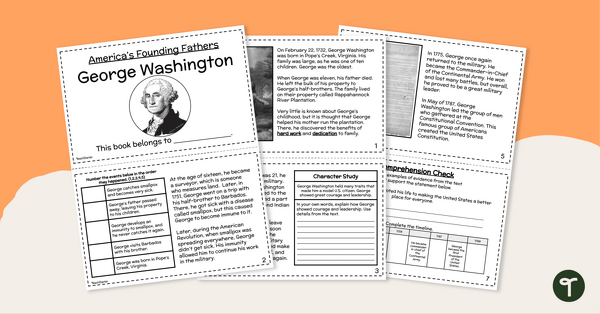 乔治华盛顿可打印书的预览图像 - 教学资源