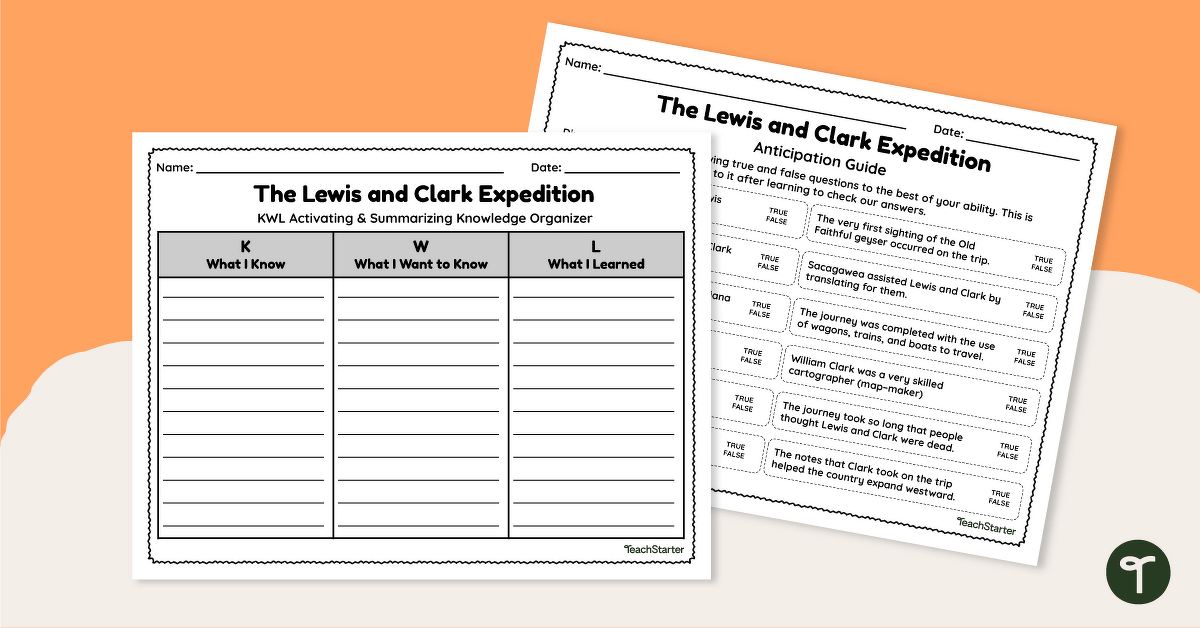 The Lewis and Clark Expedition - KWL-Anticipation Guide teaching resource