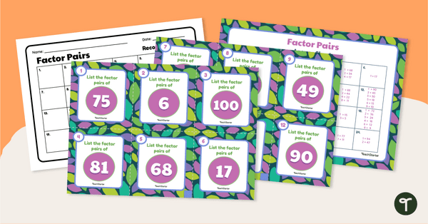 Preview image for Factor Pairs – Task Cards - teaching resource