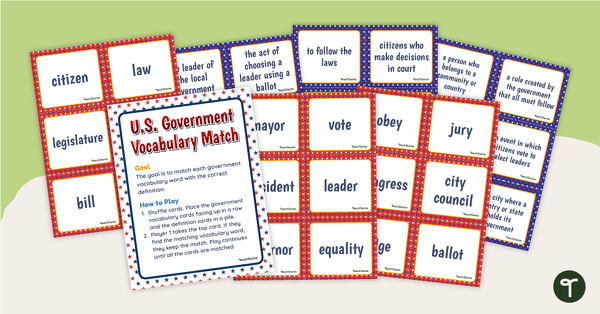 U.S. Government - Vocabulary Match teaching resource