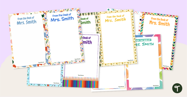From the Desk of....Personalized Notepads for Teachers teaching resource
