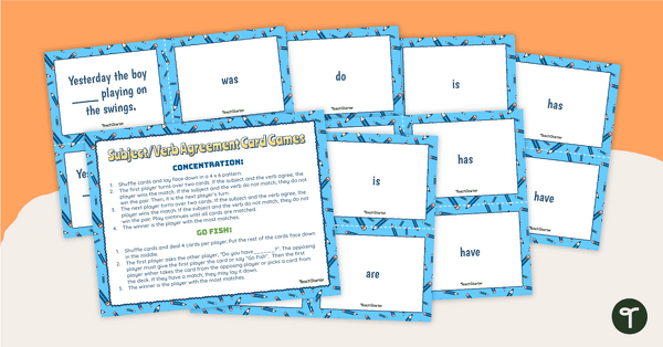 Go to Subject-Verb Agreement Concentration & Go Fish Game teaching resource