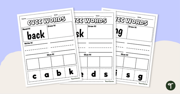 Go to CVCC Word Study Worksheet Pack teaching resource