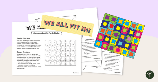 Go to We Fit Right In! Back to School All About Me - Bulletin Board Template teaching resource