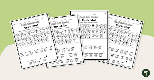 Image of Back to School Emoji Code Breaker Worksheets