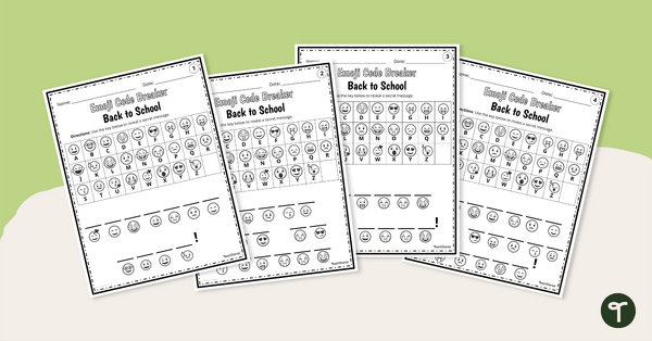 Go to Back to School Emoji Code Breaker Worksheets teaching resource