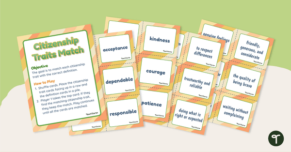 Preview image for Traits of Good Citizens Matching Activity - teaching resource