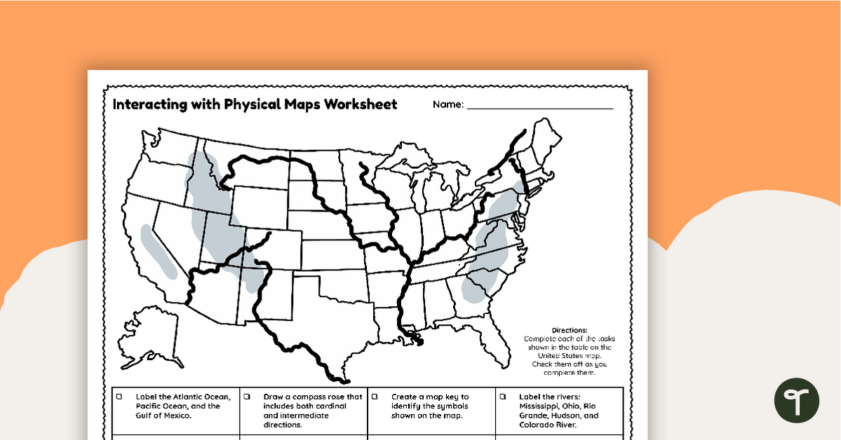 Free U.S. Mountains, Rivers, and Land Features Worksheet teaching resource