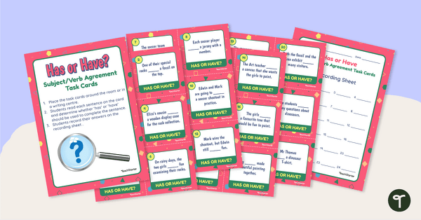 Has/Have Subject Verb Agreement Task Cards teaching resource