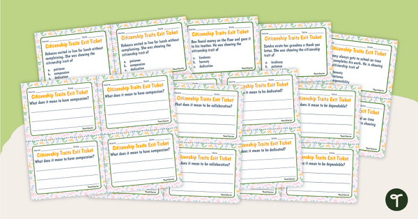 Traits of Good Citizens - Exit Tickets teaching resource