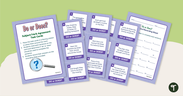 Preview image for Do/Does Subject Verb Agreement Task Cards - teaching resource